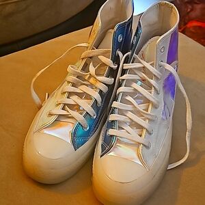 Converse Shiny Blue and Silver Sneakers, very comfortable...dress up or down...